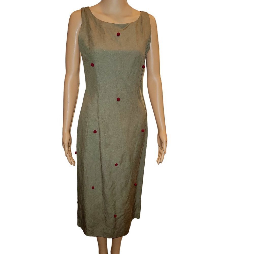 Y2K RAFA POSTIGO Pencil Dress with Little Red Puff Balls All Over Size Small